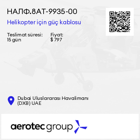 НАЛФ.8АТ-9935-00 Helikopter için güç kablosu