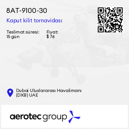 8АТ-9100-30 Kaput kilit tornavidası