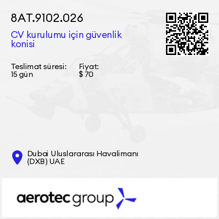 8АТ.9102.026 CV kurulumu için güvenlik konisi